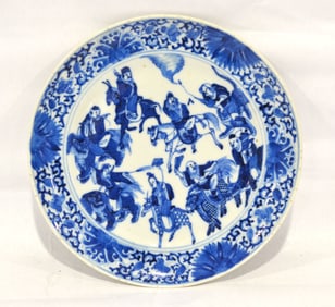 Chinese Blue & White Eight Immortal Plate