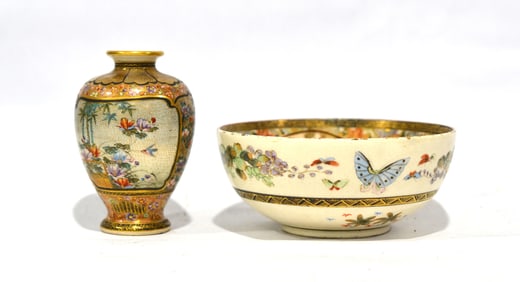 Japanese Satsuma Bowl & Vase