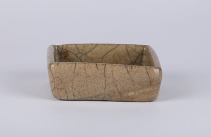 Chinese Brown Crackle Glazed Rectangular Dish