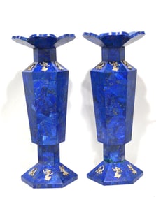 Pr Large Lapis Hexagonal Vases