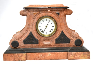 Pink & Black  Marble Bronze Clock