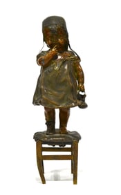 Juan Clara Bronze Girl on Stool