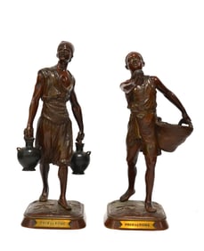 Pr of Bronze Statue of Arab Merchants Signed