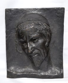 Antique Bronze Relief of A Rabby Signed