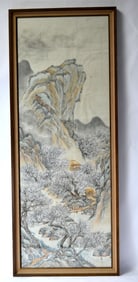 Framed Chinese Painting of Snow Mountain View