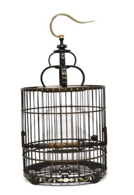 A Chinese Mother Pearl Inlaid Zitan Bird Cage