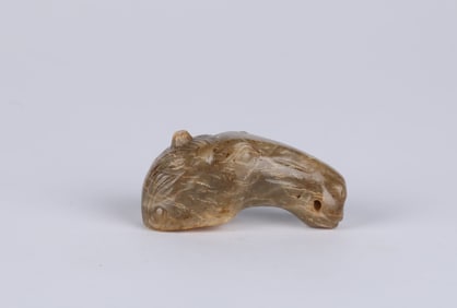Old Chinese Brown Jade Horse Head