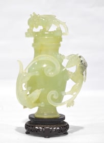 Chinese Carved Jade " Dragon" Vase