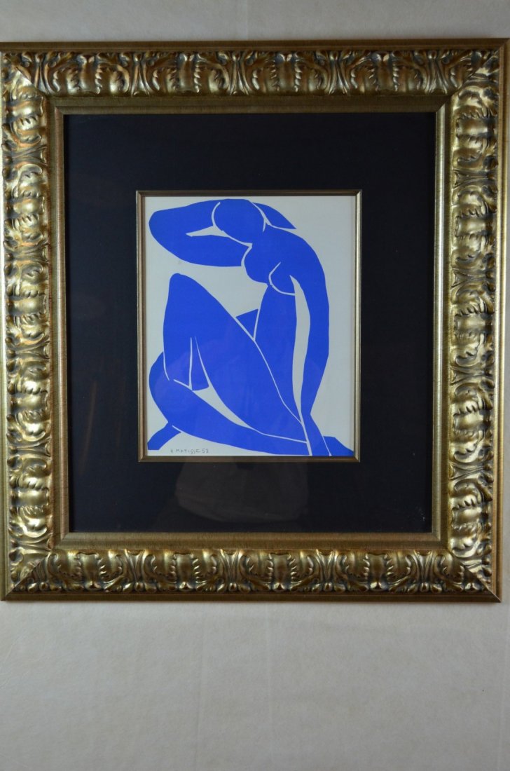 Henri Matisse, " Blue Nude", Signed Lithograph: Henri Matisse, "Blue Nude", original lithograph. Signed. Image: 13"x11", Frame: 25"x27.25"