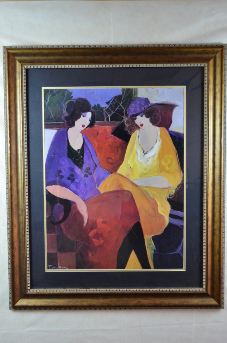 Itzchak Tarkay, "Two Ladies", Lithograph: Itzchak Tarkay, "Two Ladies", Lithograph. Limited edition. Signed. Image:32"x24", Frame:43"x36"