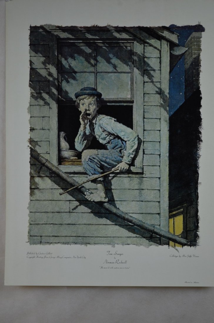 Norman Rockwell, "Out of Window", Collotype: Norman Rockwell, "Out of Window", 1956 Collotype. Image:26"x20"