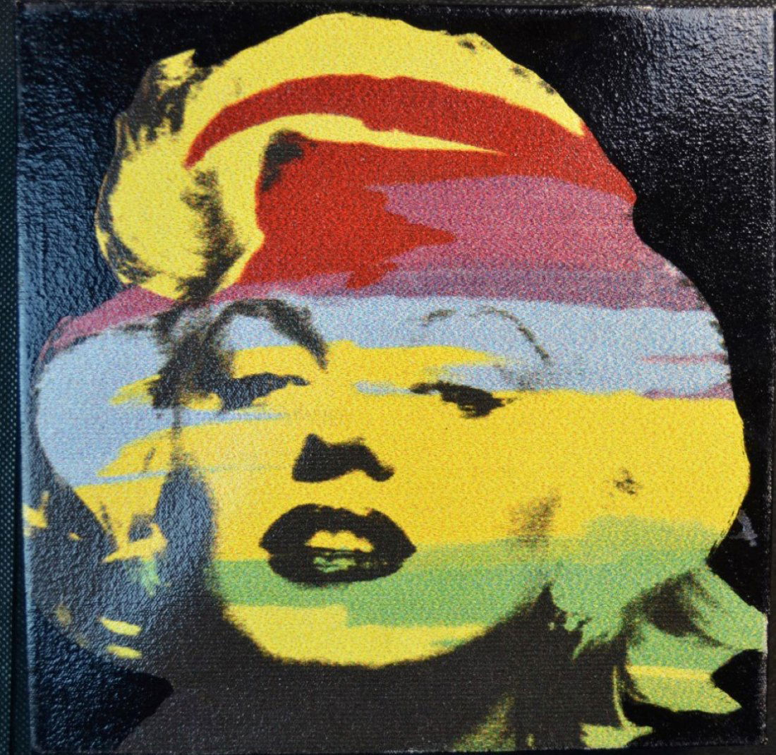 Steve Kaufman "Mini Marilyn" Oil & Silkscreen on Canvas: Steve Kaufman, "Mini Marilyn", original (black) oil and silkscreen on canvas, 2004. Comes with certificate of authenticity (COA). Signed. 8" x 8"