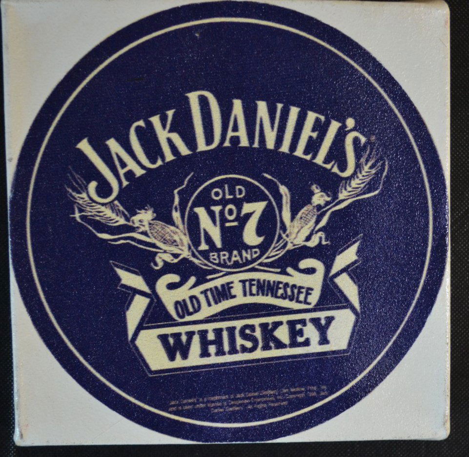 Steve Kaufman, "Mini Jack Daniels", Oil & Silkscreen: Steve Kaufman, "Mini Jack Daniels", original oil and silkscreen on canvas, 2004. Comes with certificate of authenticity (COA). Signed. 8" x 8"