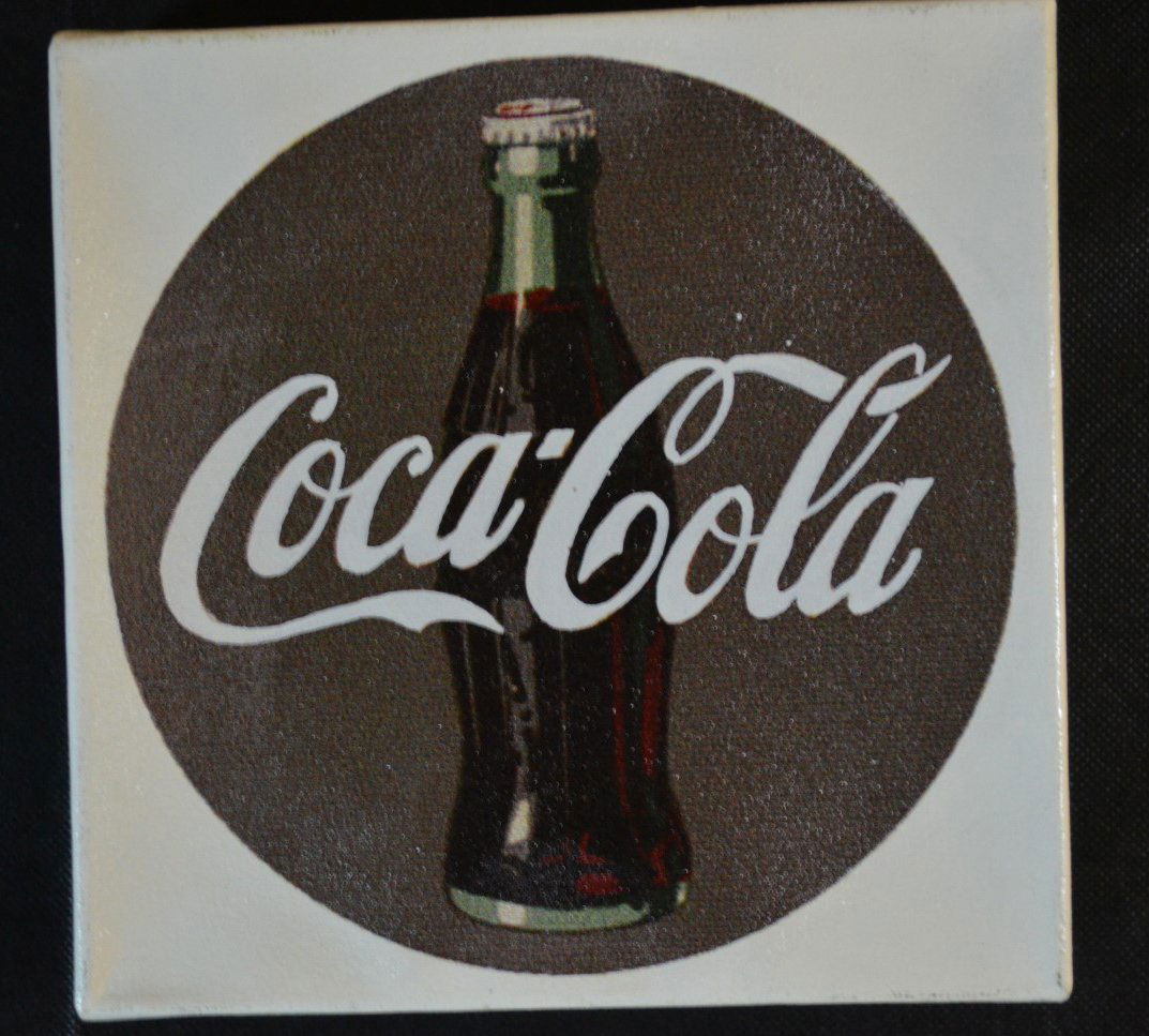Steve Kaufman, "Mini Coca Cola", Oil & Silkscreen: Steve Kaufman, "Mini Coca Cola", original oil and silkscreen on canvas, 2004. Comes with certificate of authenticity (COA). Signed. 8" x 8"
