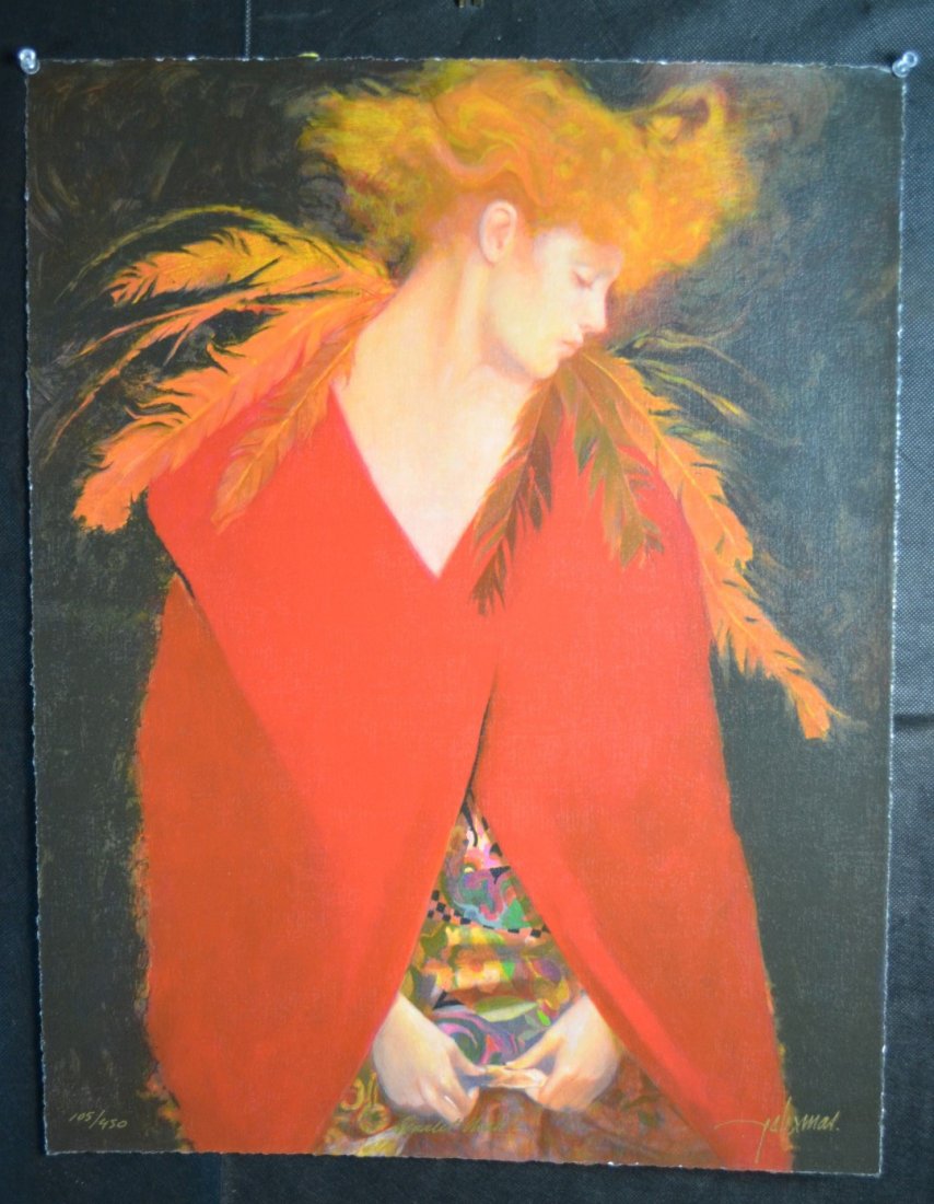 Felix Mas, "Scarlet Cloak", Serigraph: Felix Mas, "Scarlet Cloak", serigraph, 2006. Limited edition: 105/450. Signed. Image: 22" x 17"