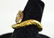 Vintage 18 K Yellow Gold, Diamond, & Ruby Snake Ri - 2
