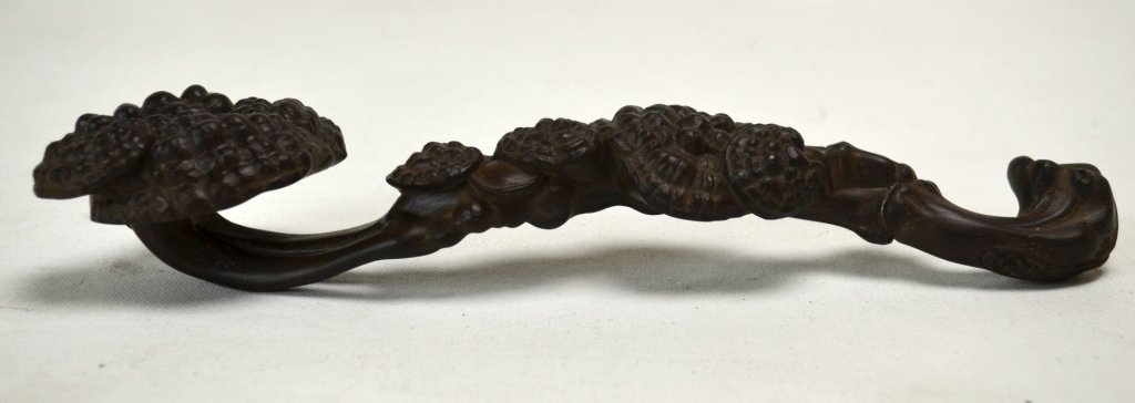Chinese wood Carved Ruyi Scepter: A wood carved Chinese ruyi scepter. Length - 10 1/2" Qing Dynasty
