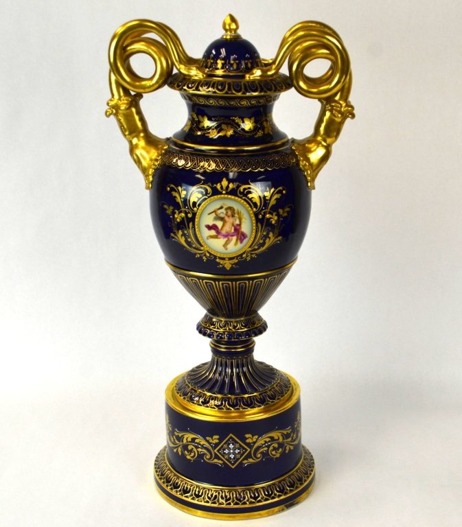 Tall Royal Vienna Three Piece Porcelain Urn (1 of 10)