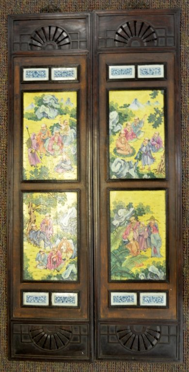 Two Chinese Wooden Panels With Porcelain Inserts (1 of 10)