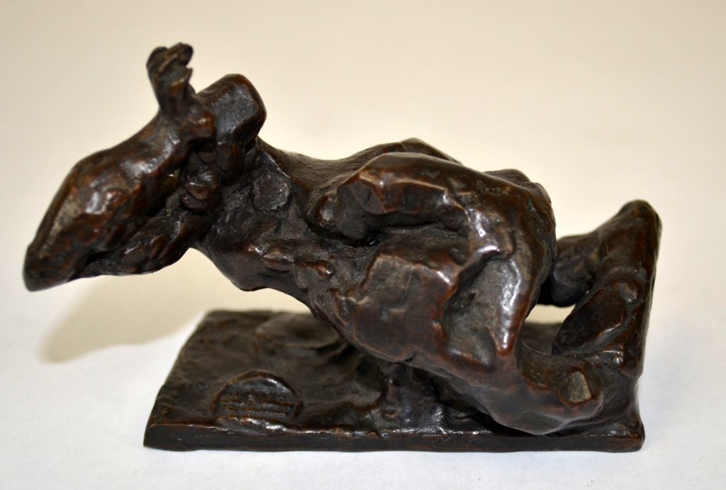 Jacques Lipchitz Bronze Figural Sculpture: Jacques Lipchitz (French, 1891-1973) bronze sculpture of crouching, intertwined figures. Marked on base. 3" x 5 1/2" x 2 3/4"