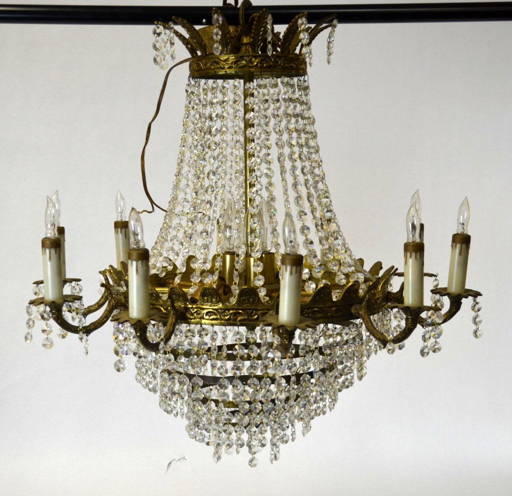 Antique Brass & Crystal Chandelier (1 of 6)