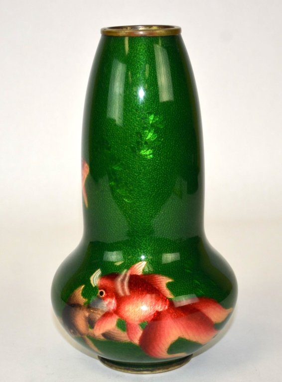 Japanese Green Cloisonne With Goldfish (1 of 8)