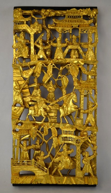 Chinese Fine  Carved Gilt Wood Panel (1 of 9)