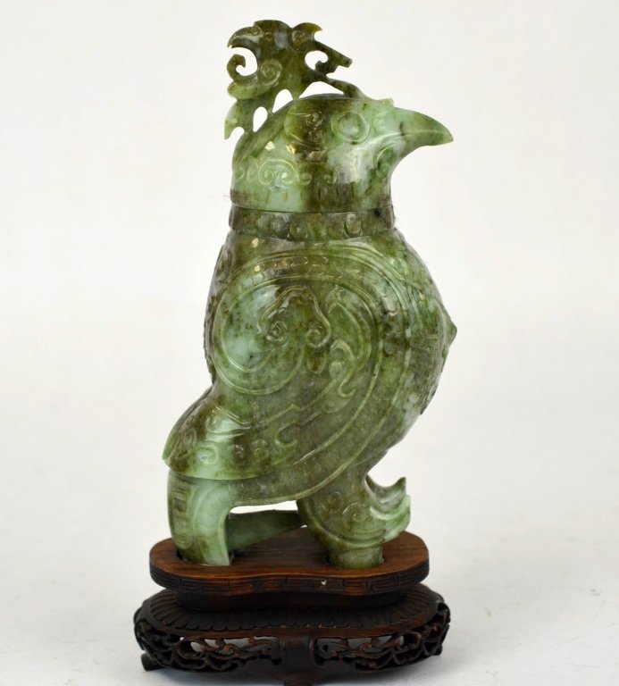 Chinese Carved Bird Vessel w. Cover (1 of 10)