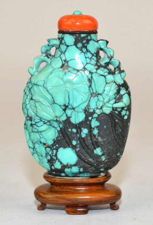 Chinese Carved Turquoise Snuff Bottle (1 of 6)
