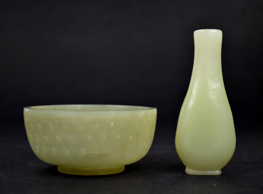 Chinese Carved Jade Bowl and Snuff Bottle (1 of 7)