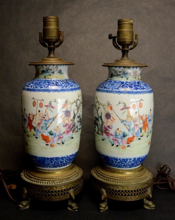 A Pair of Chinese Porcelain Lamps (1 of 9)