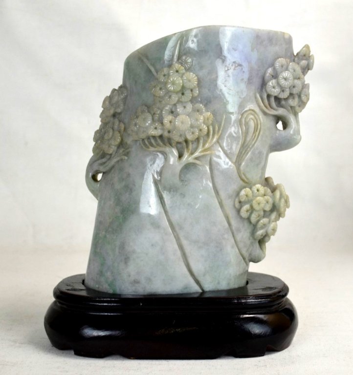 Chinese Carved Jadeite Brush Pot (1 of 7)