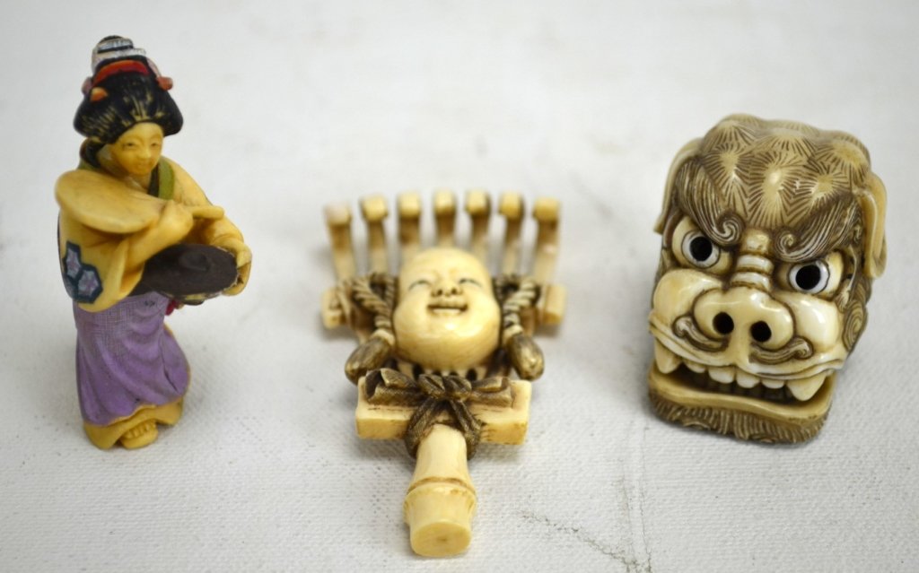 Three Japanese Antique Netsukes (1 of 8)