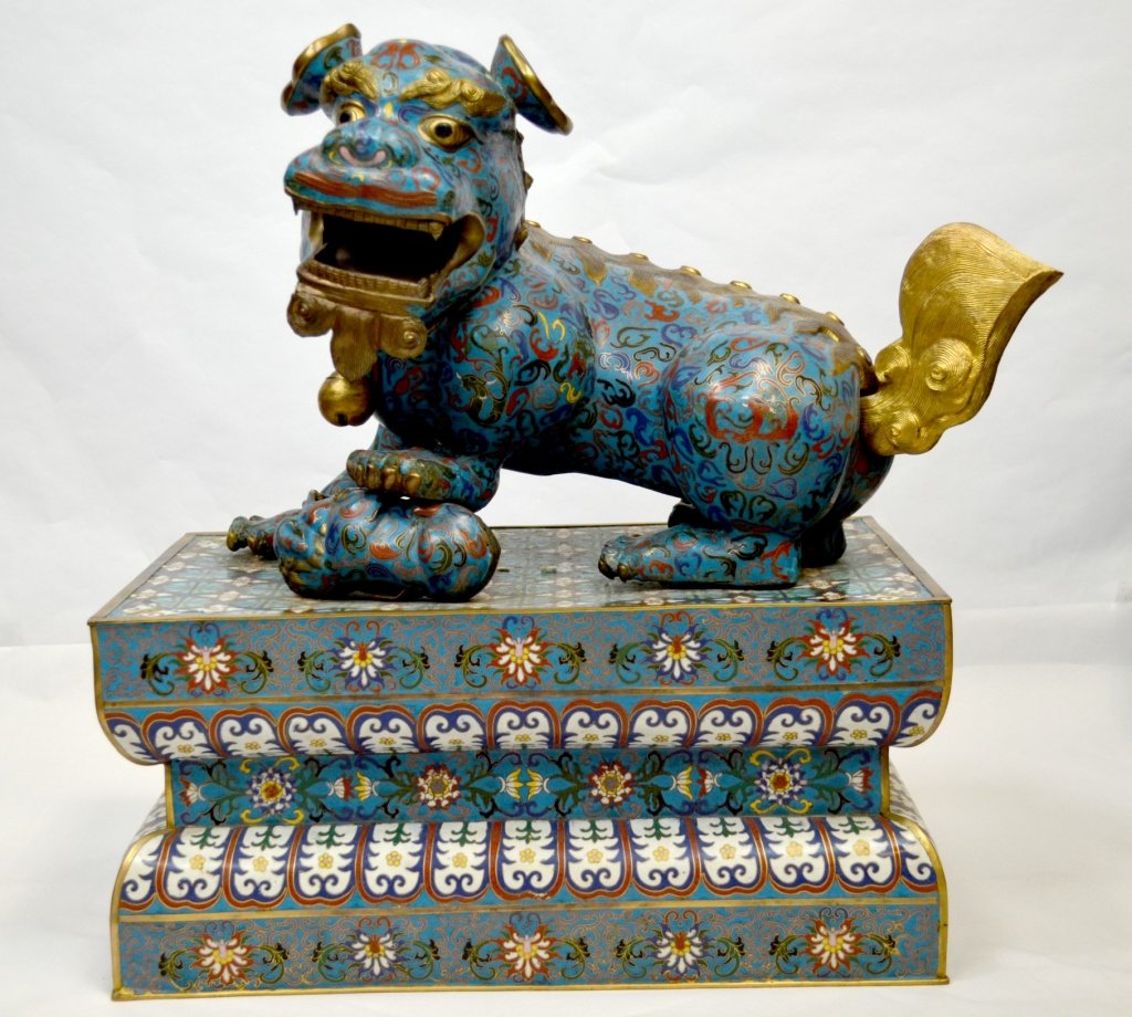 Large Chinese Cloisonne Foo Dog Figure (1 of 10)