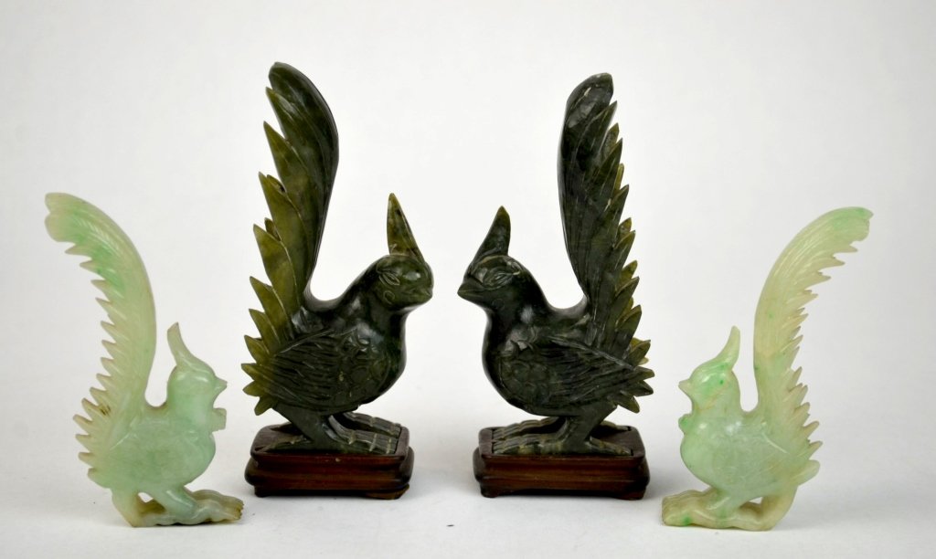 Two Pair of Chinese Carved Jade  Phoenix Figures (1 of 8)