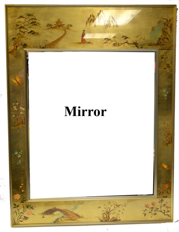 Gilded Chinese-Style Painted Mirror (1 of 6)