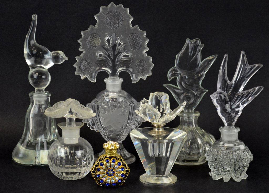 Seven Vintage Cut Crystal or Glass Perfume Bottles (1 of 10)