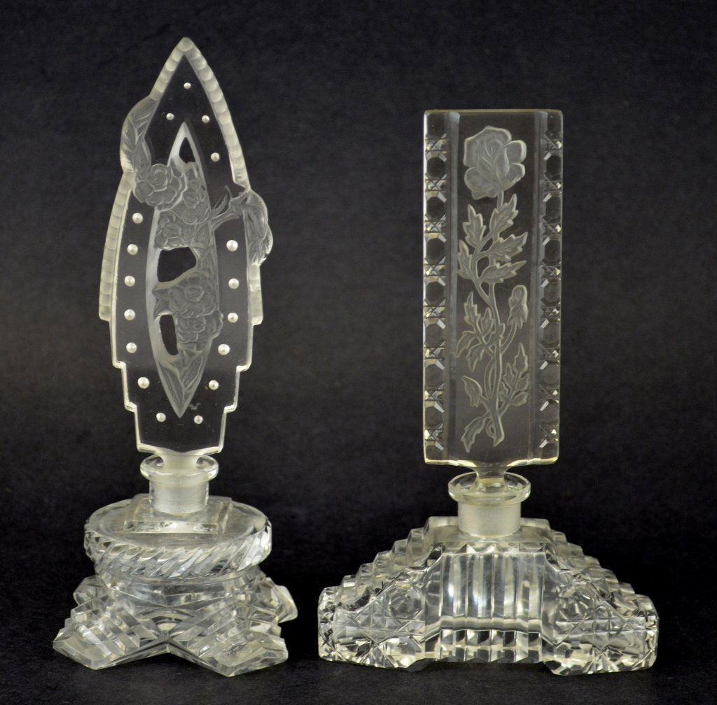 Two Czechoslovakia Cut Crystal Perfume Bottles (1 of 8)