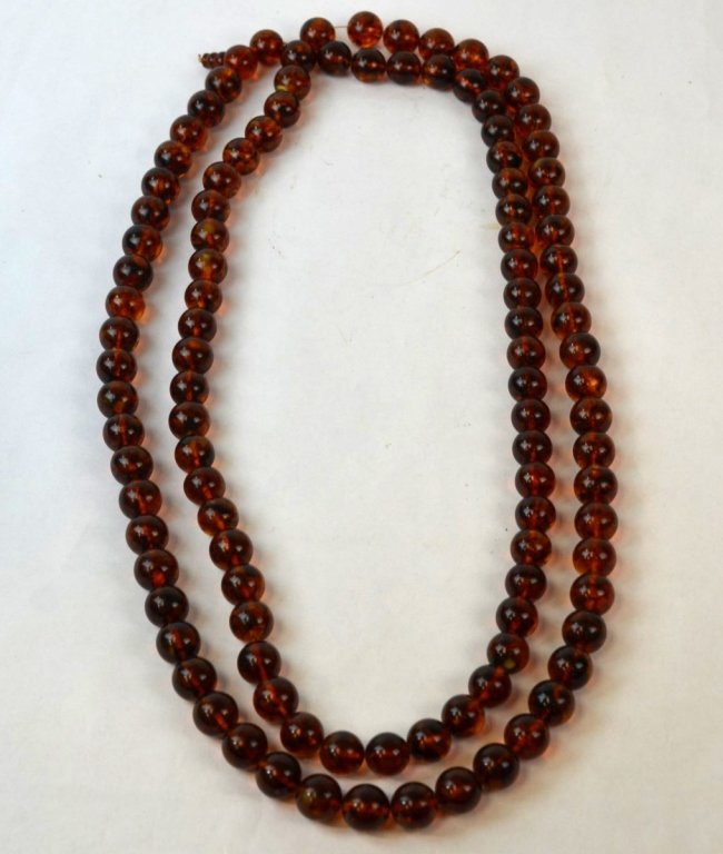 Chinese Golden Amber Beaded Prayer Necklace (1 of 8)