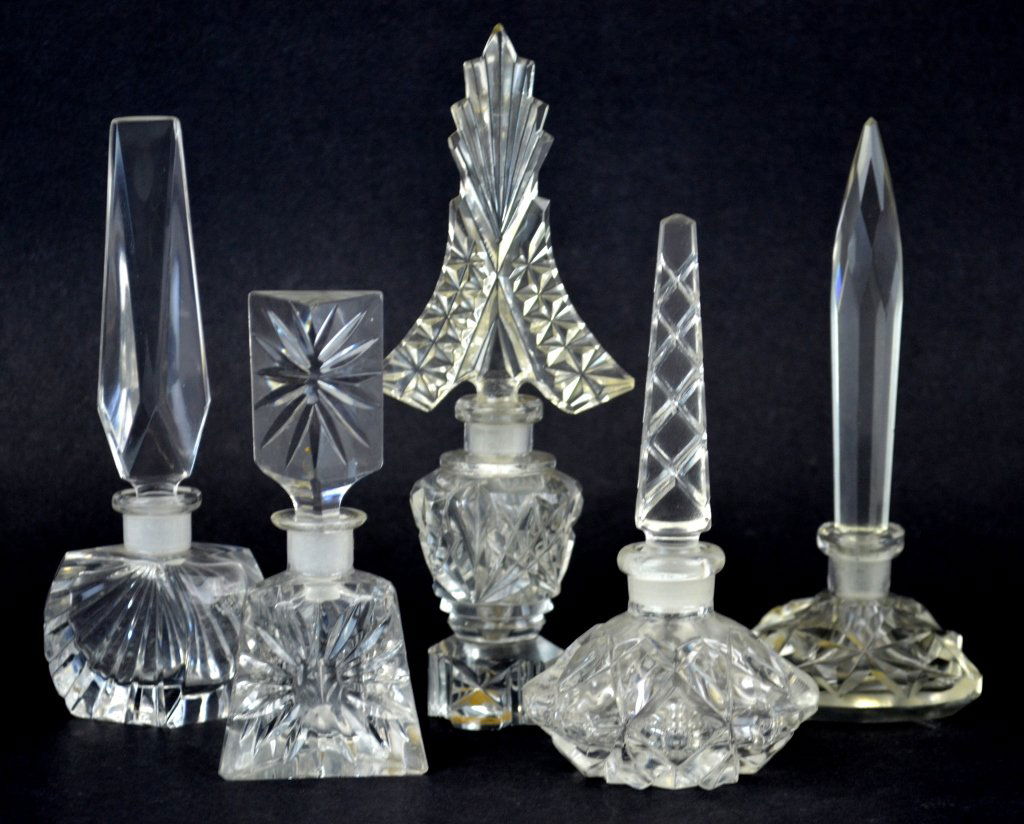 Five Czechoslovakia Cut Crystal Perfume Bottles (1 of 6)
