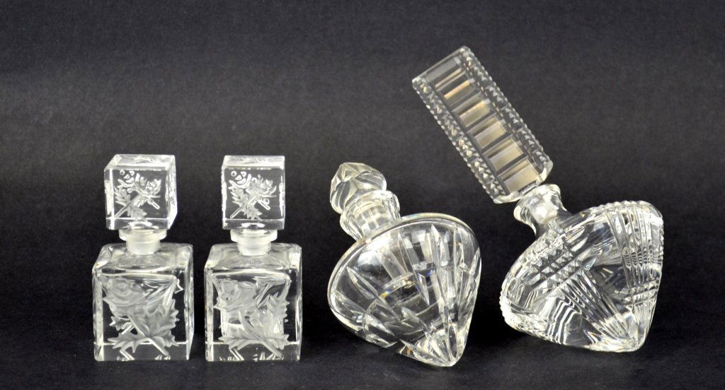 Four Czechoslovakia Cut Crystal Perfume Bottles (1 of 4)