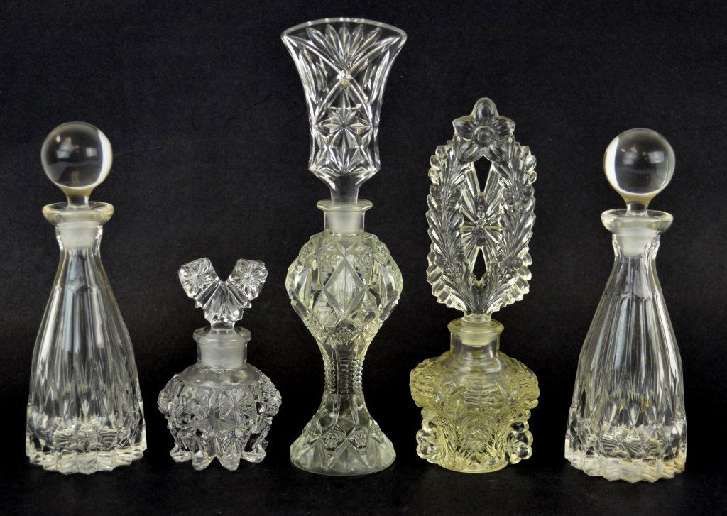 Five Czechoslovakia Cut Crystal Perfume Bottles (1 of 5)