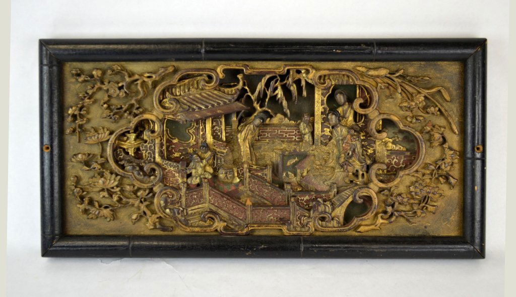 Chinese Carved Lacquered Wood Panel (1 of 10)
