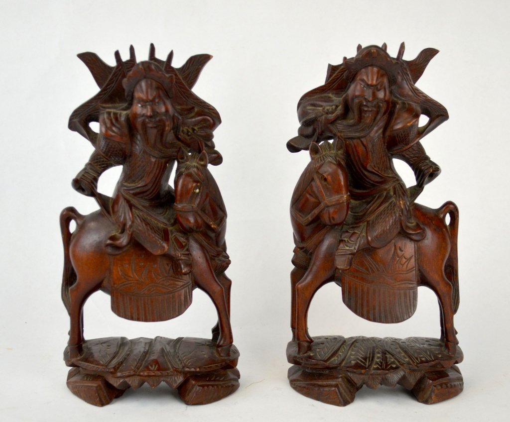 Pair of Chinese Carved Wood Figures (1 of 5)