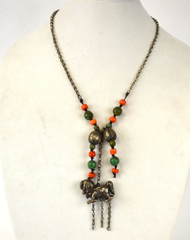 Chinese Silver Necklace w Foo Dog (1 of 9)