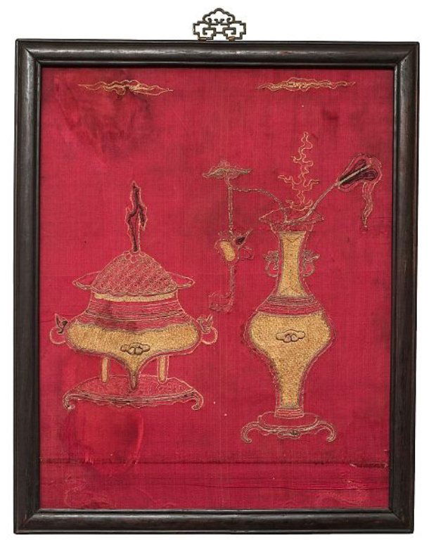 Framed Chinese Silk Embroidered Panel (1 of 3)