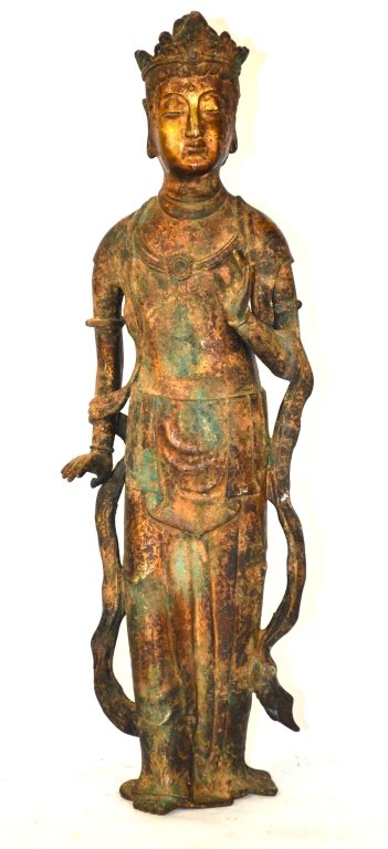 Large Chinese Bronze Standing Buddha Figure (1 of 10)
