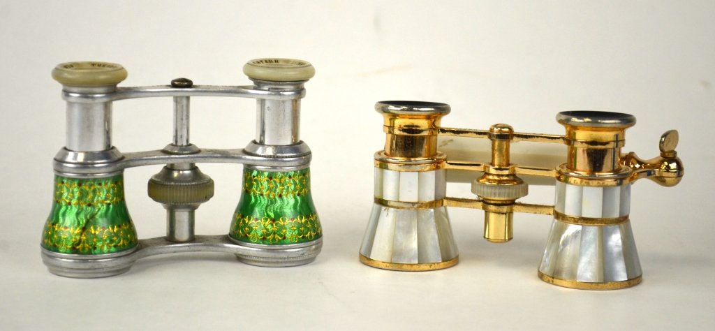 Two Enameled Metal & Mother of Pearl Binoculars (1 of 10)