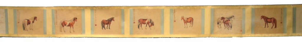 Chinese Watercolor Painting of Horses on Scroll (1 of 10)