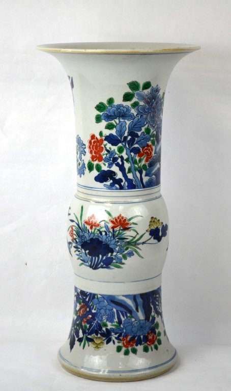 19th Cen. Chinese Famille Verte Beaker Vase (Gu) (1 of 10)
